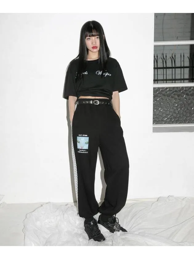 0 8 Lace Cat Jogger Pants Black