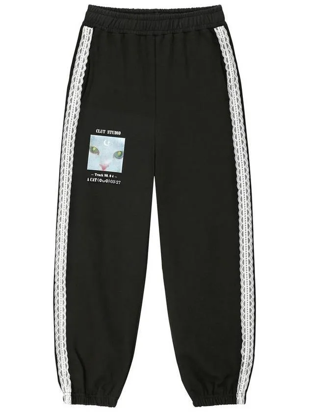 0 8 Lace Cat Jogger Pants Black