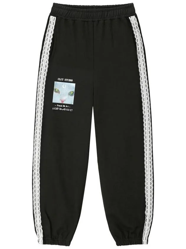 0 8 Lace Cat Jogger Pants Black