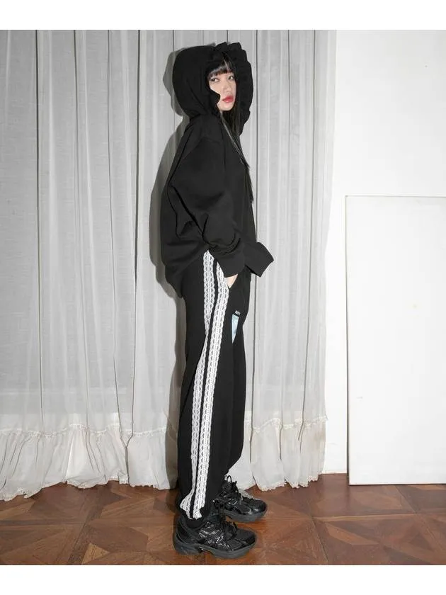 0 8 Lace Cat Jogger Pants Black