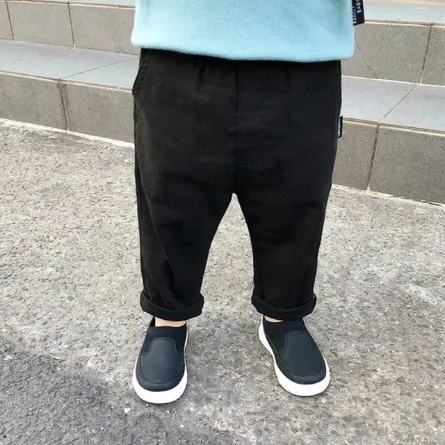 1 -7 Years Spring Fall Kids Children Pants Baby Boy Cotton Washed Casual Trousers Elastic Waist Straight Multiple Styles