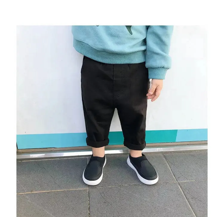 1 -7 Years Spring Fall Kids Children Pants Baby Boy Cotton Washed Casual Trousers Elastic Waist Straight Multiple Styles