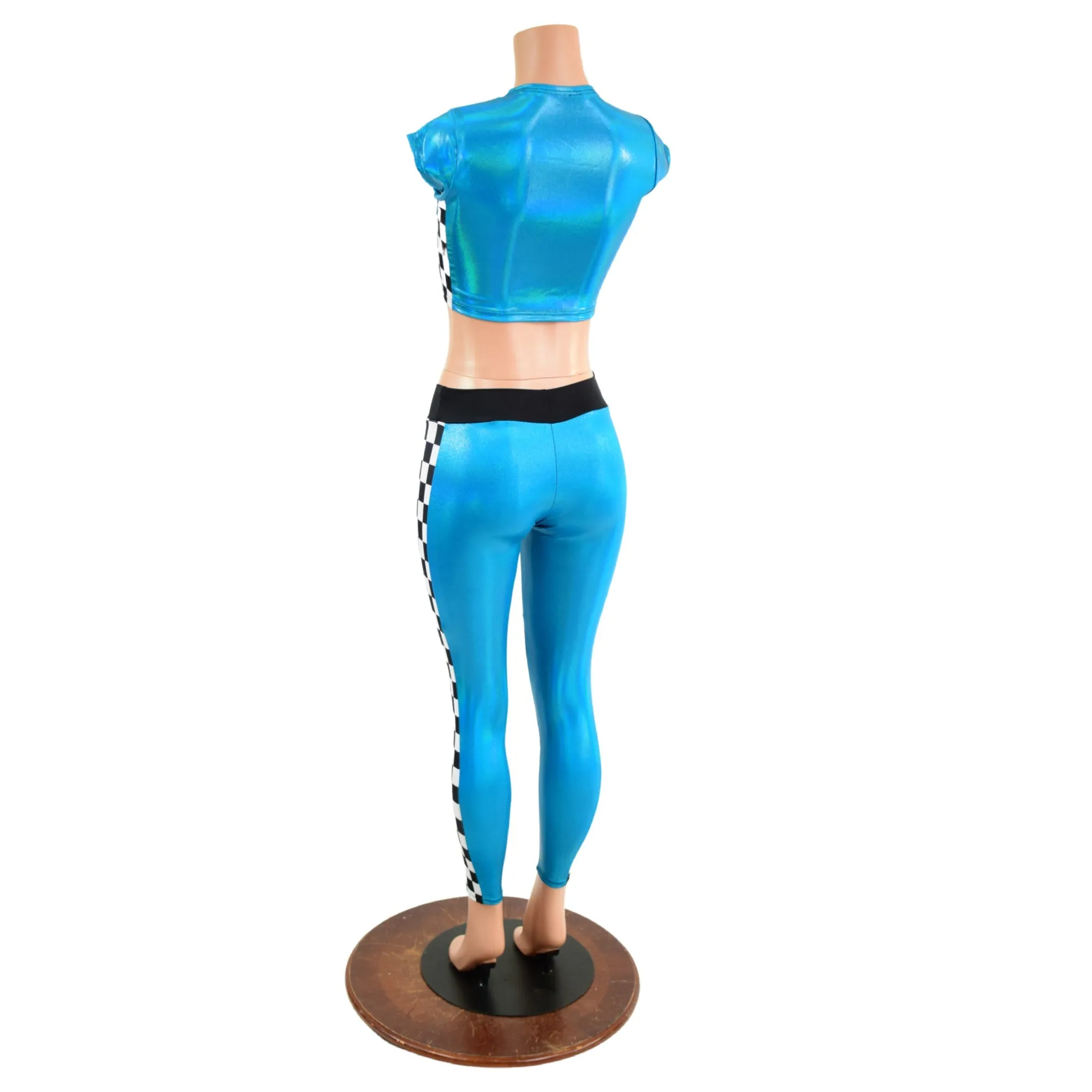 2PC Lace Up Side Panel Top & Midrise Leggings Set