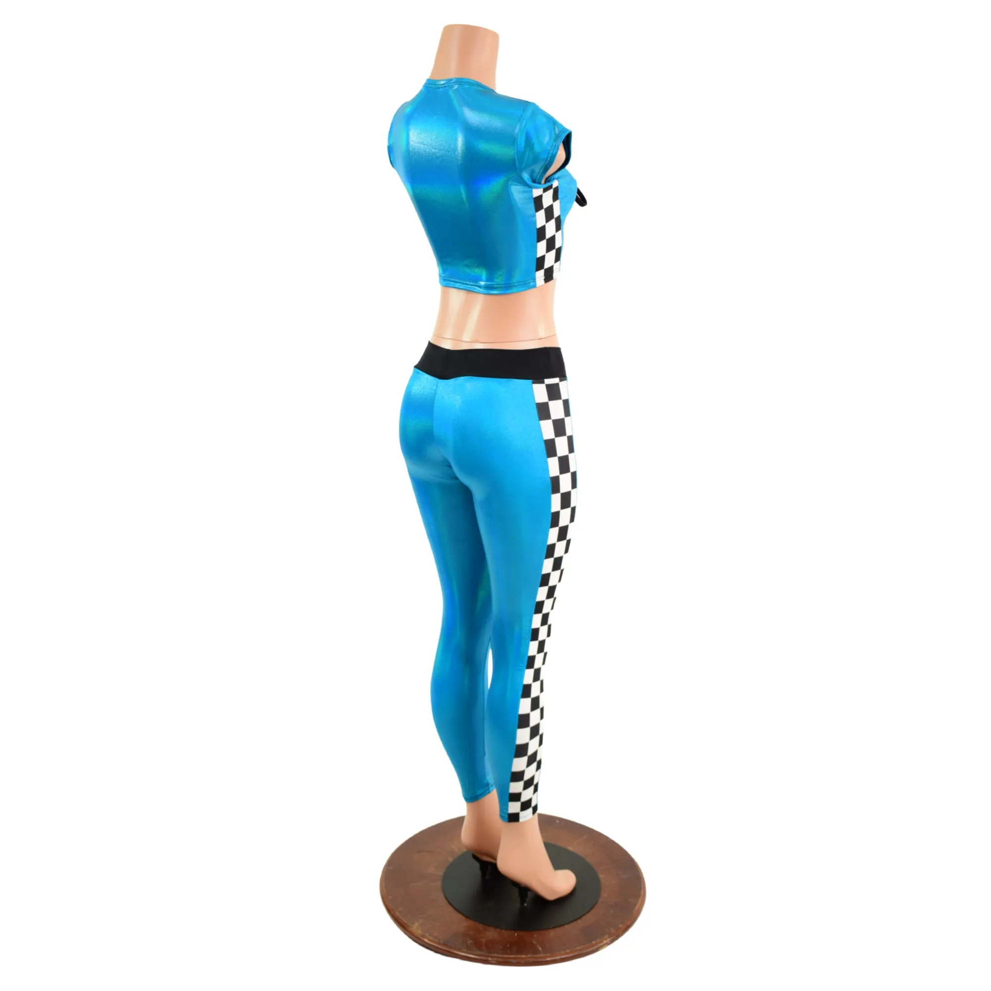 2PC Lace Up Side Panel Top & Midrise Leggings Set