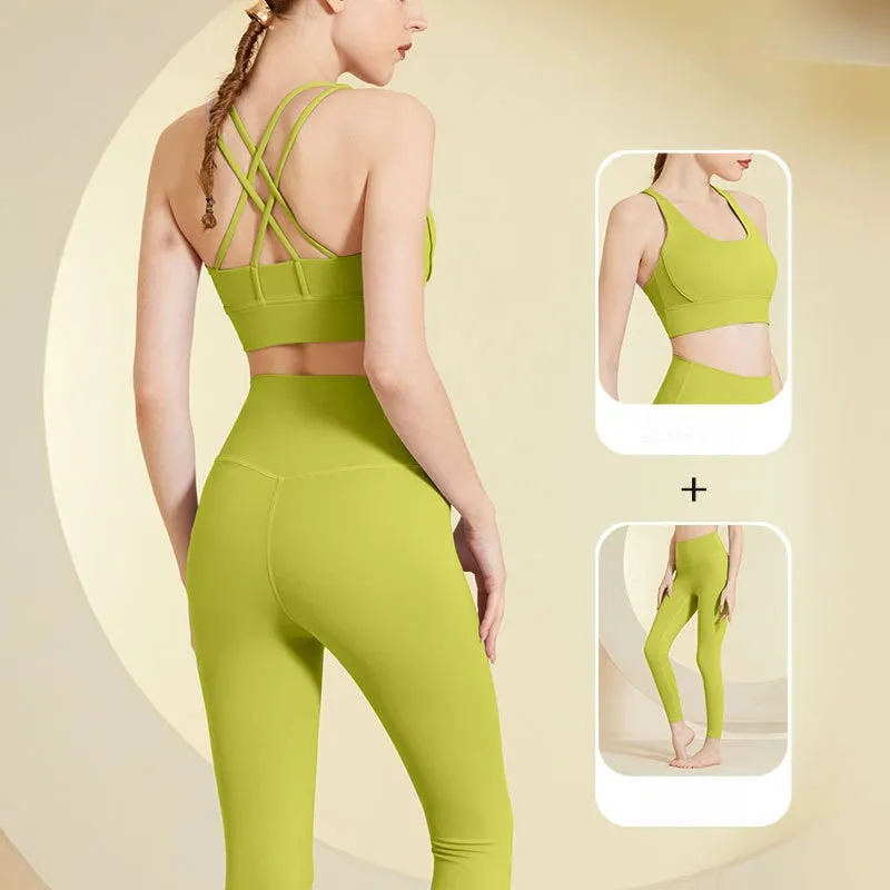 2Pcs Seamless activewear Yoga Set Gym Fitness Clothing Women Suits Sports Bra Crop Top Workout Leggings Sportswear Female
