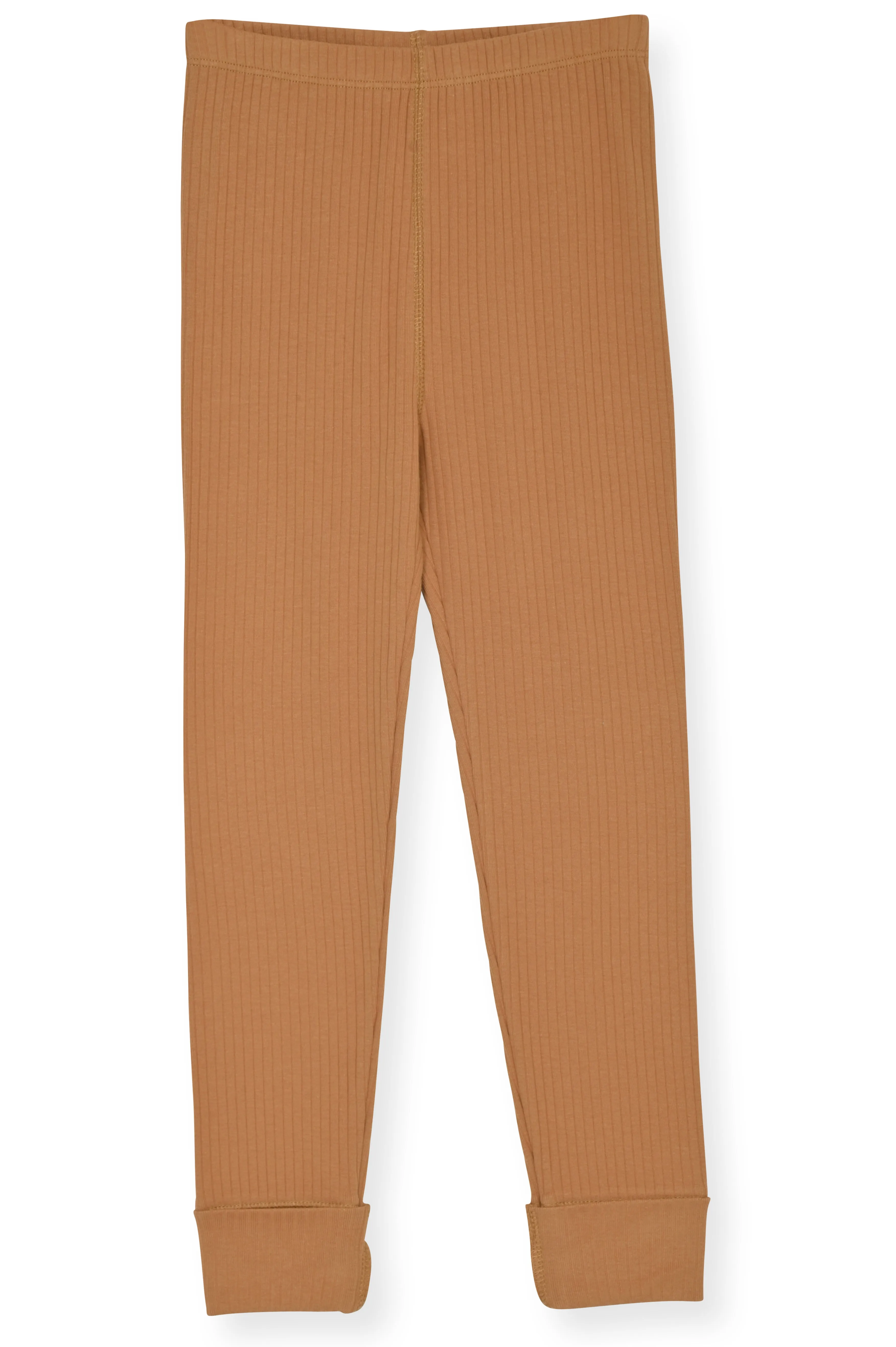 4-Piece 100% Organic Cotton Rib Knit Pajama Sets for Boys & Girls, Blue & Caramel