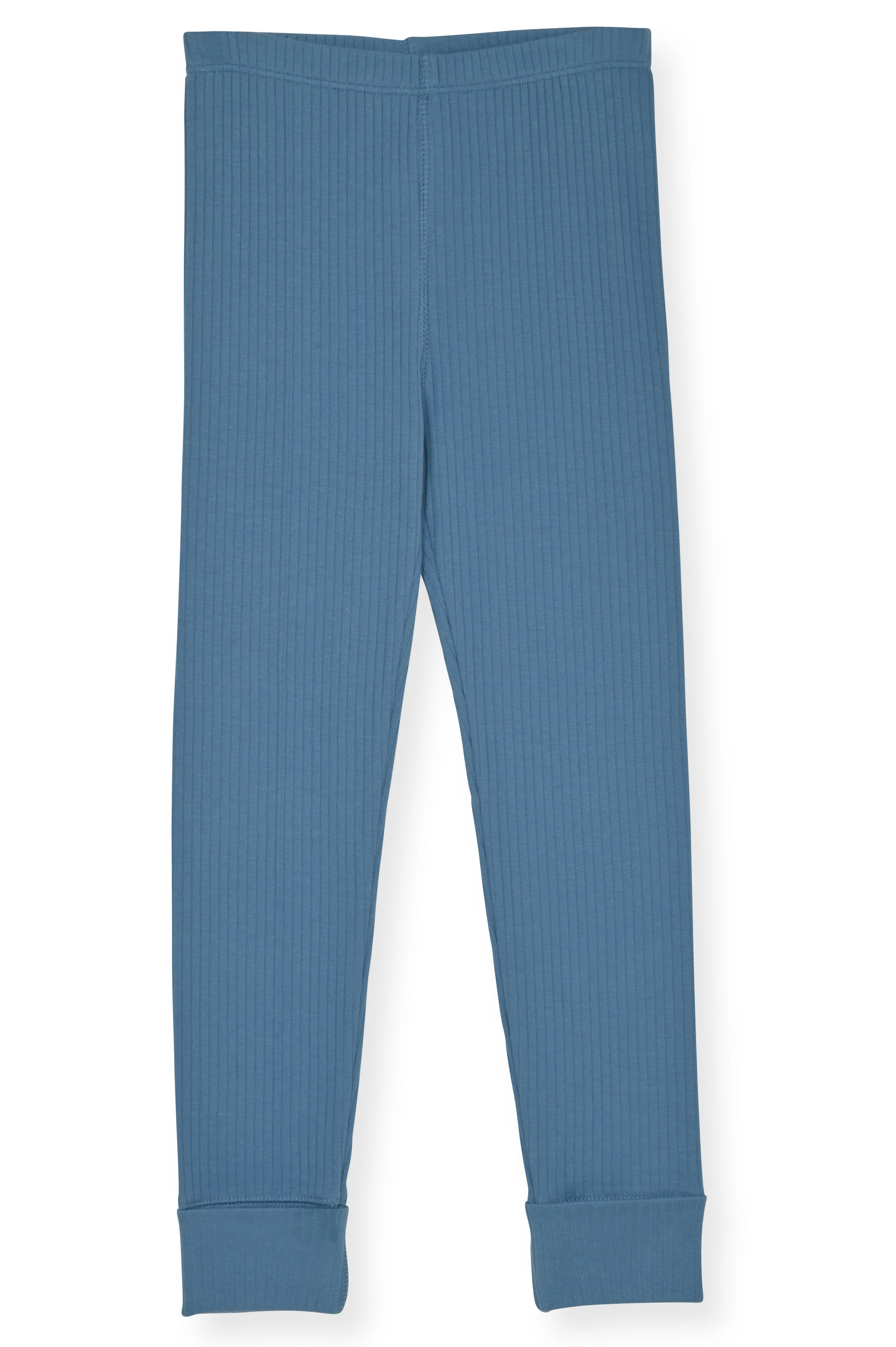 4-Piece 100% Organic Cotton Rib Knit Pajama Sets for Boys & Girls, Blue & Caramel