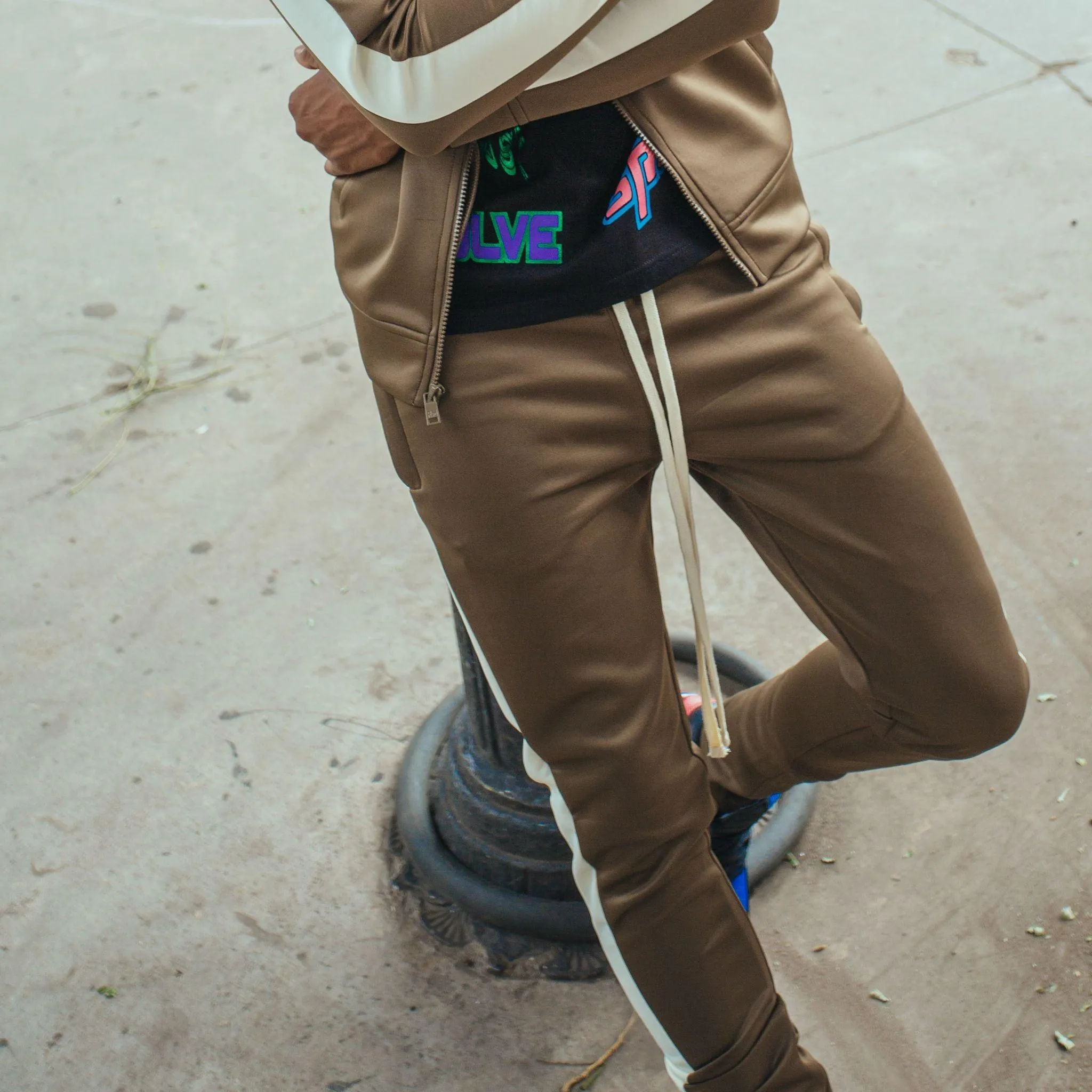 401 Track Pants - Brown & Cream