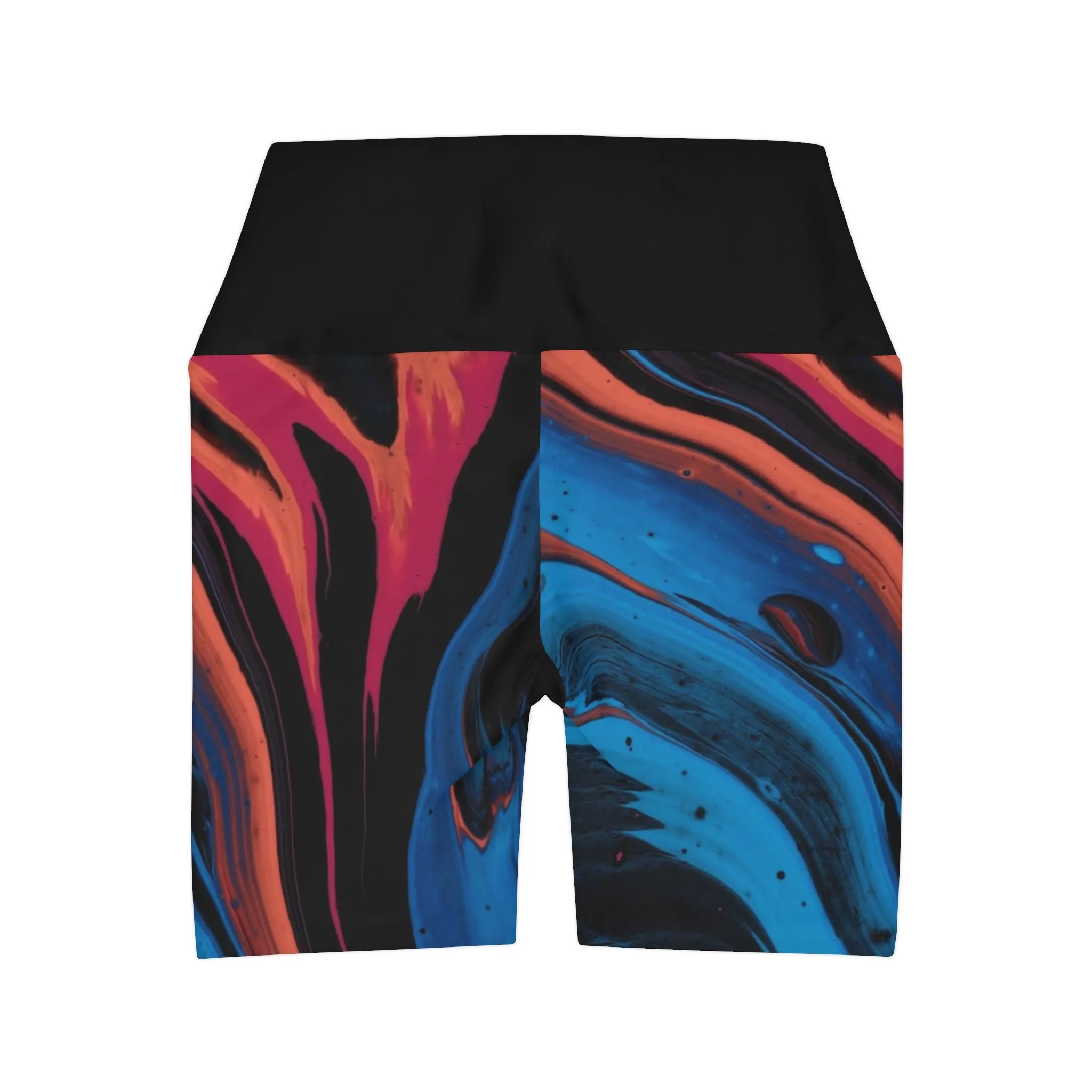 Acrylic Pour High Waisted Yoga Shorts (AOP)