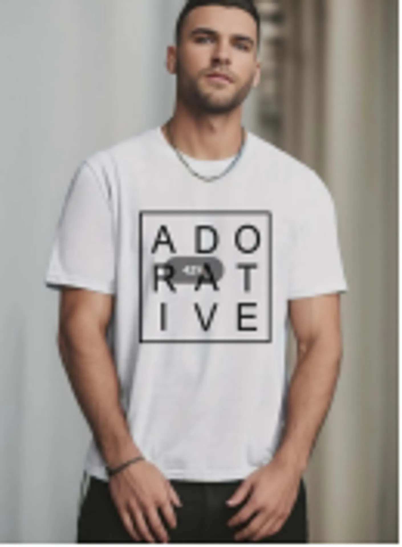 ADORATIVE Letter Simple Classic Plus Size Mens T-shirts