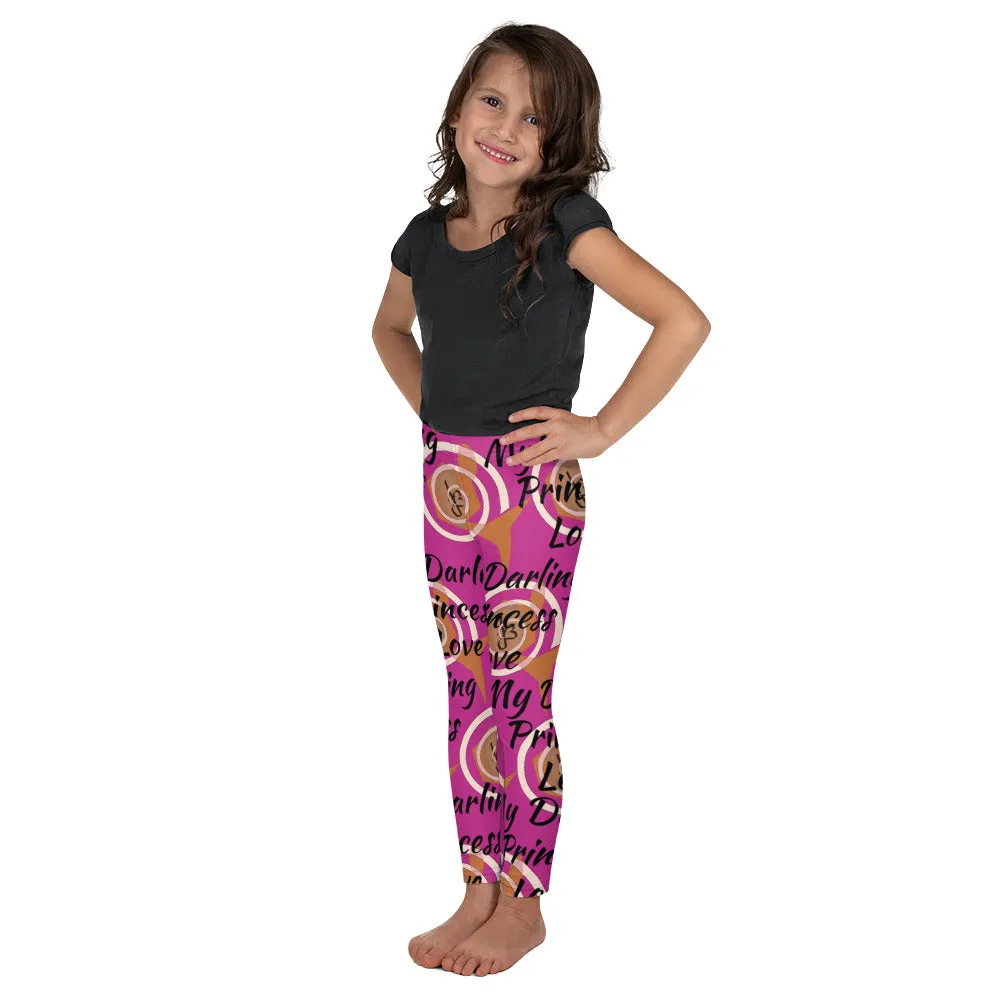 AJBeneficial Whirl Print Kid's Leggings in Purplish Pink