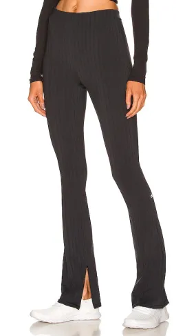 alo High Waist Pinstripe Zip It Flare Legging in Charcoal