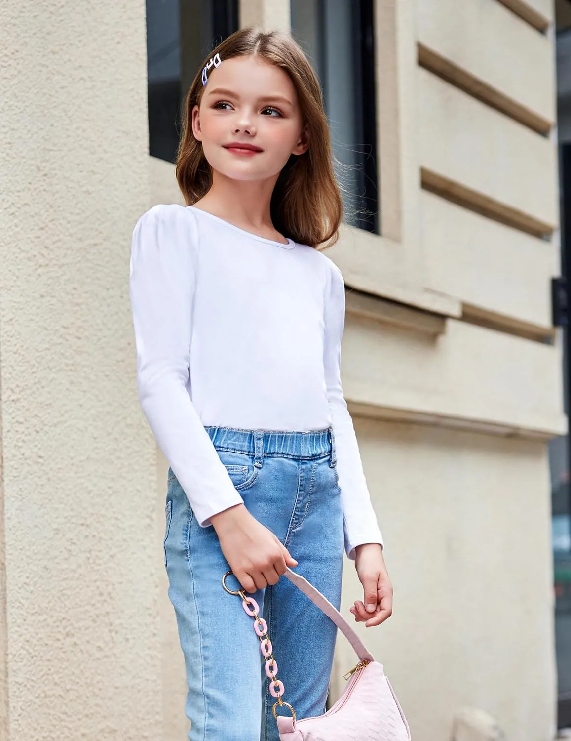 Arshiner Girls Shirts Puff Long Sleeve Shirts Casual Tops