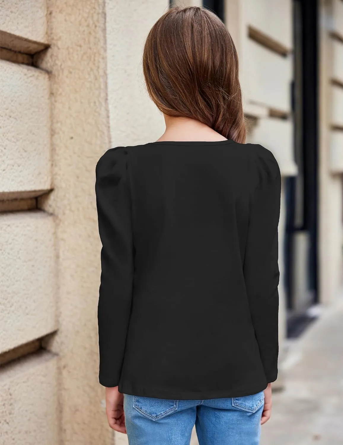 Arshiner Girls Shirts Puff Long Sleeve Shirts Casual Tops