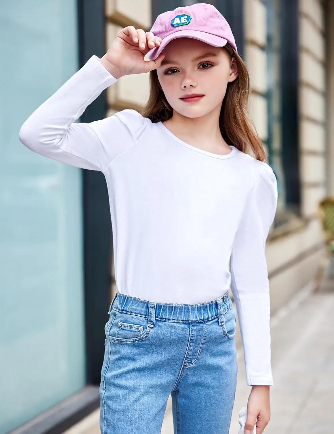 Arshiner Girls Shirts Puff Long Sleeve Shirts Casual Tops