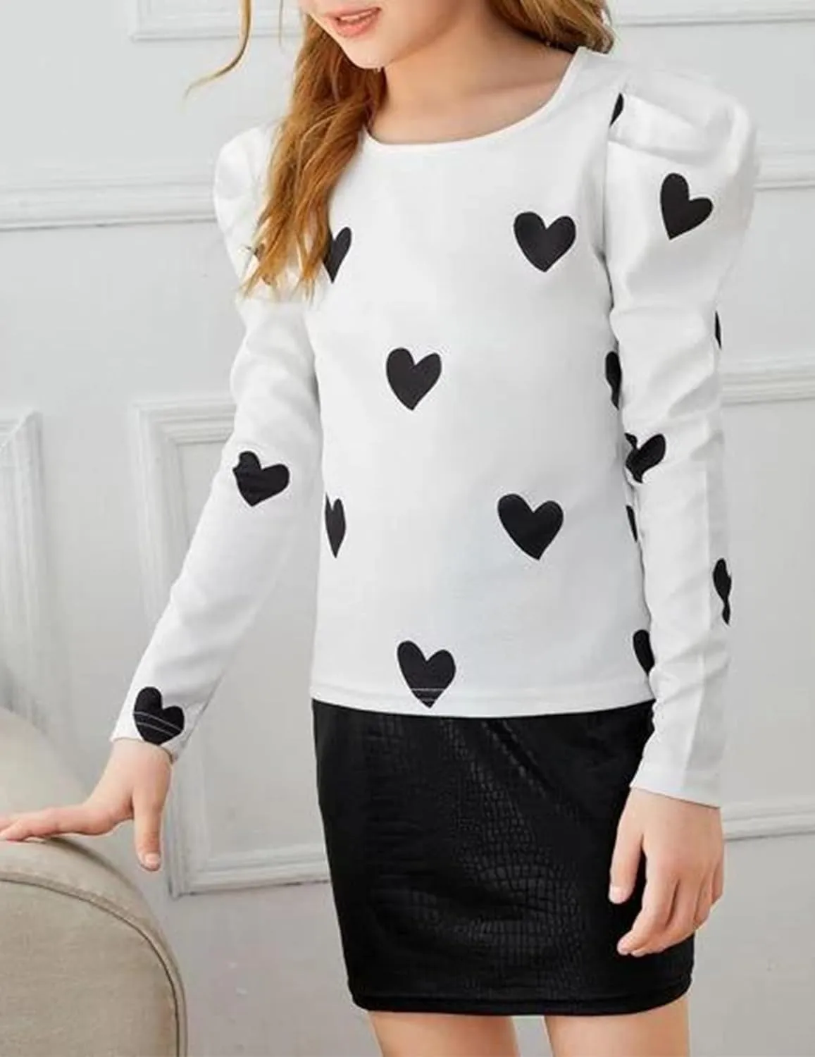 Arshiner Girls Shirts Puff Long Sleeve Shirts Casual Tops