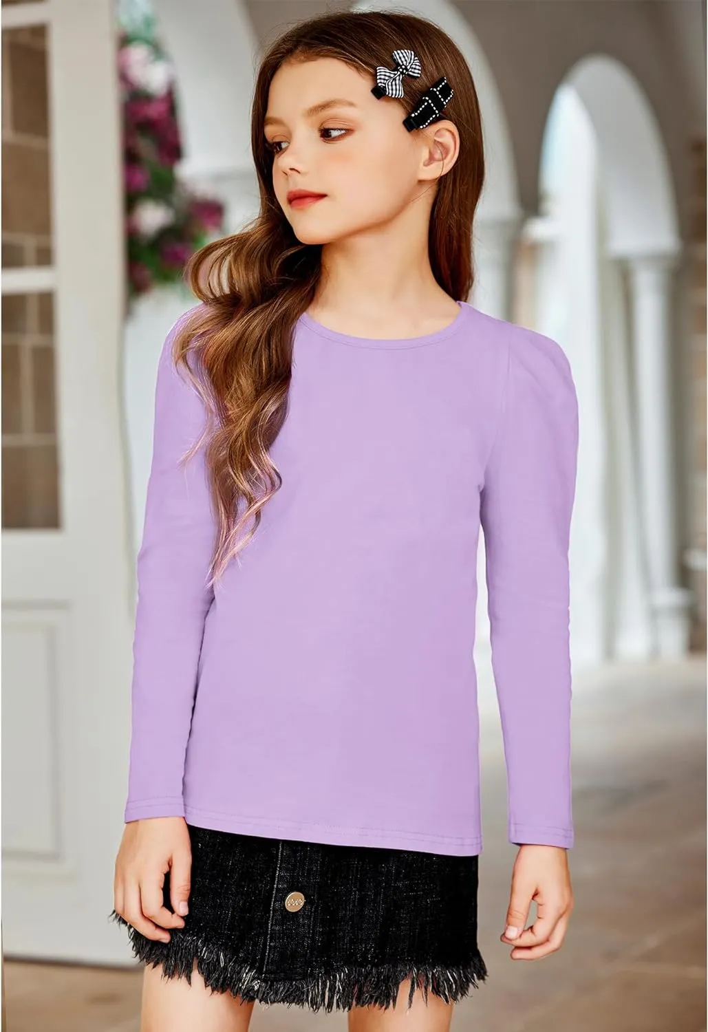 Arshiner Girls Shirts Puff Long Sleeve Shirts Casual Tops