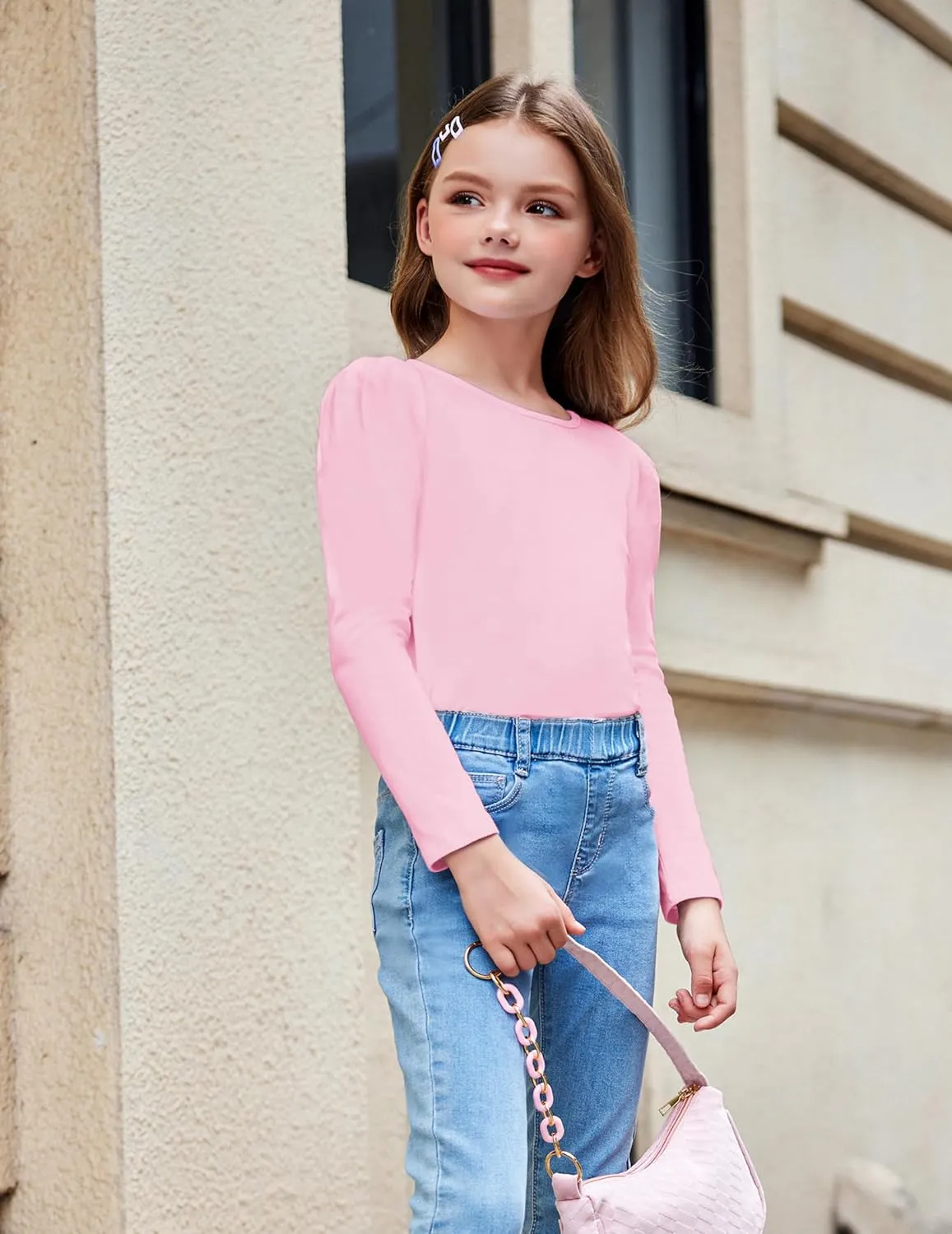 Arshiner Girls Shirts Puff Long Sleeve Shirts Casual Tops