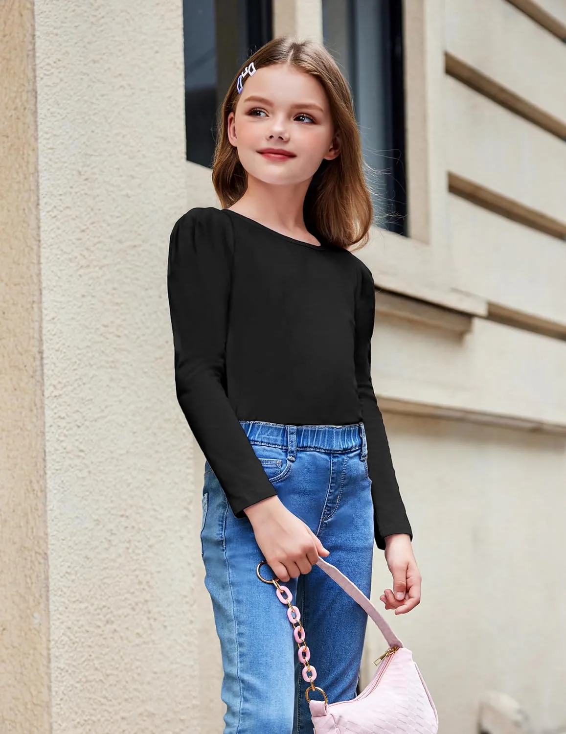 Arshiner Girls Shirts Puff Long Sleeve Shirts Casual Tops