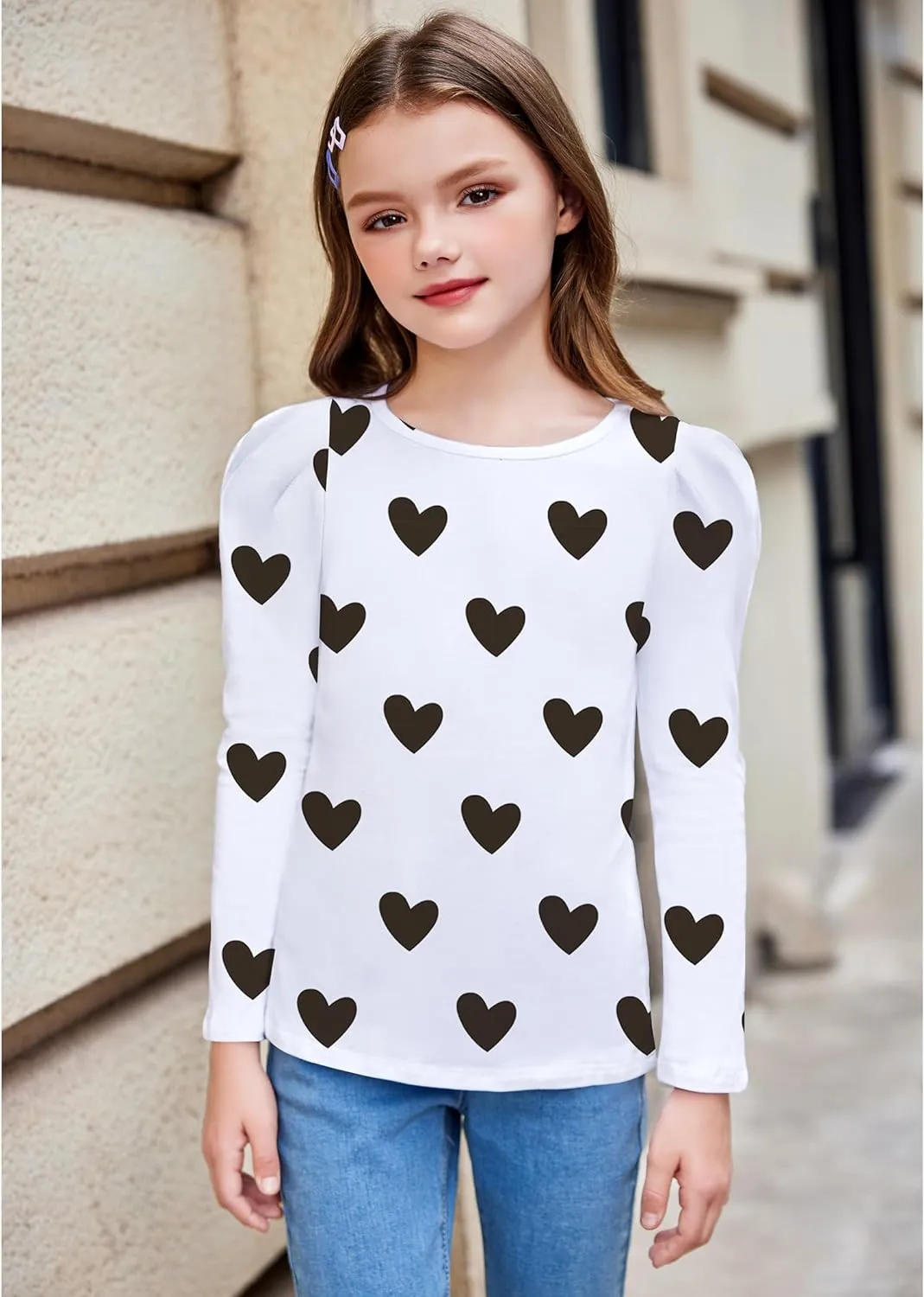 Arshiner Girls Shirts Puff Long Sleeve Shirts Casual Tops