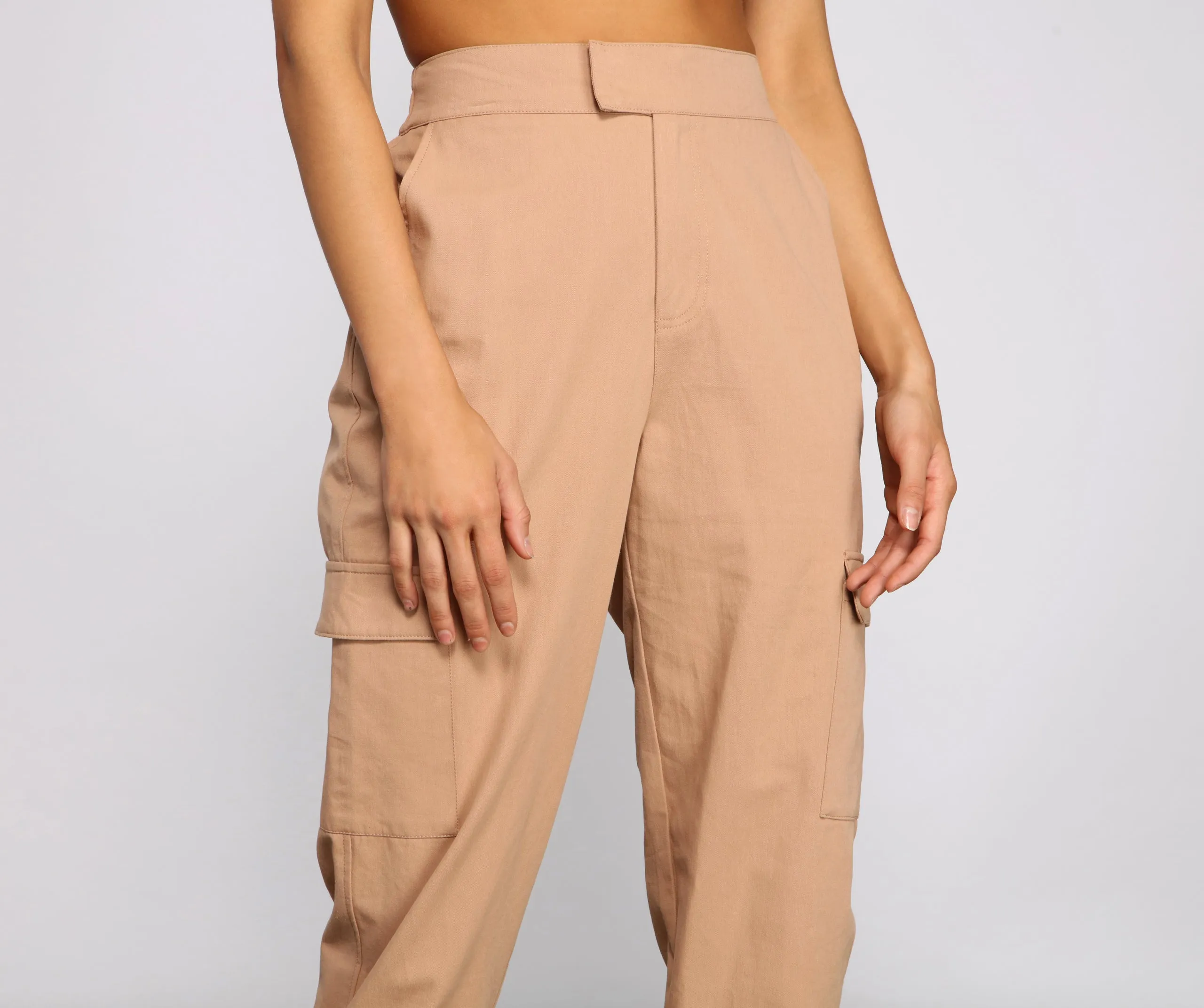 Basic And Chic Twill Cargo Joggers