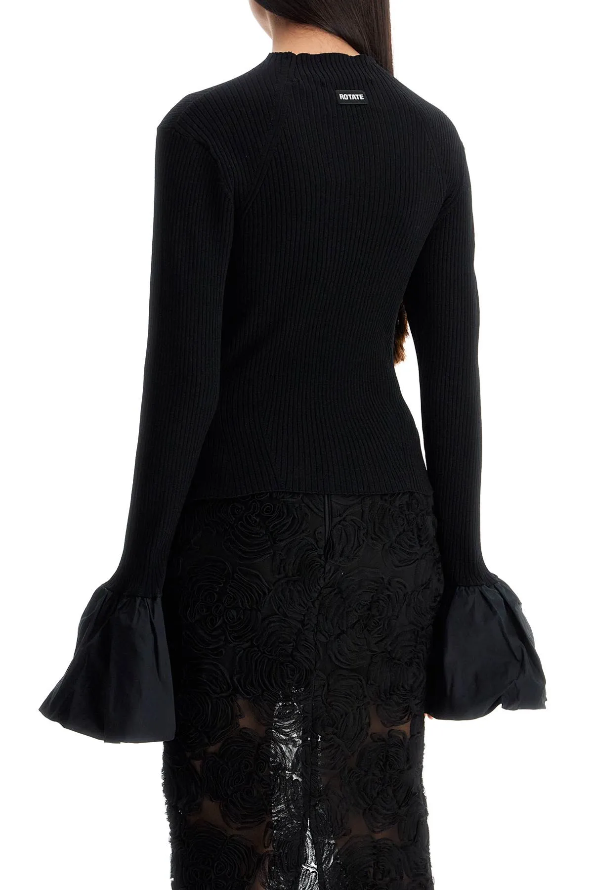 black high neck viscose top 113618100 BLACK