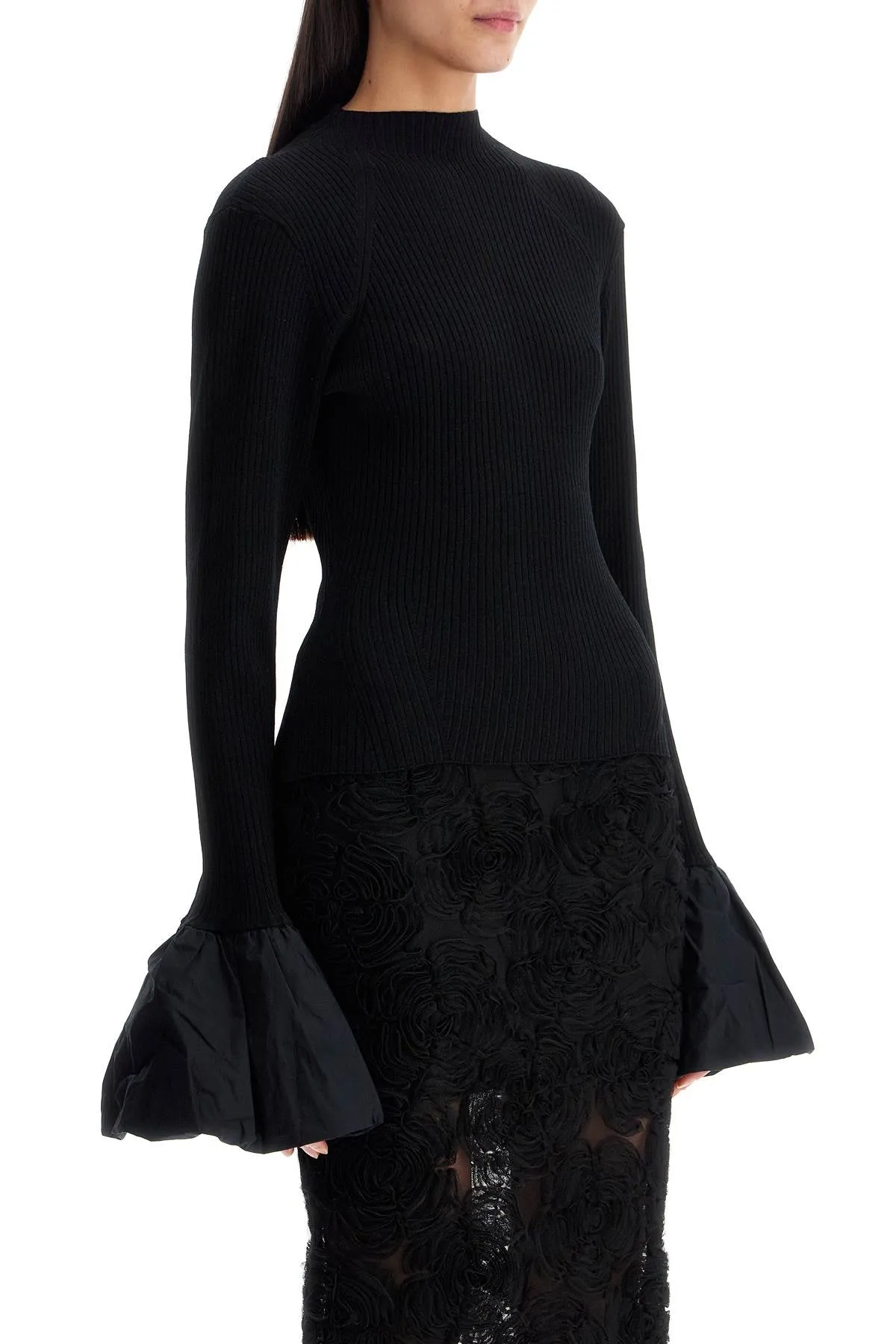 black high neck viscose top 113618100 BLACK