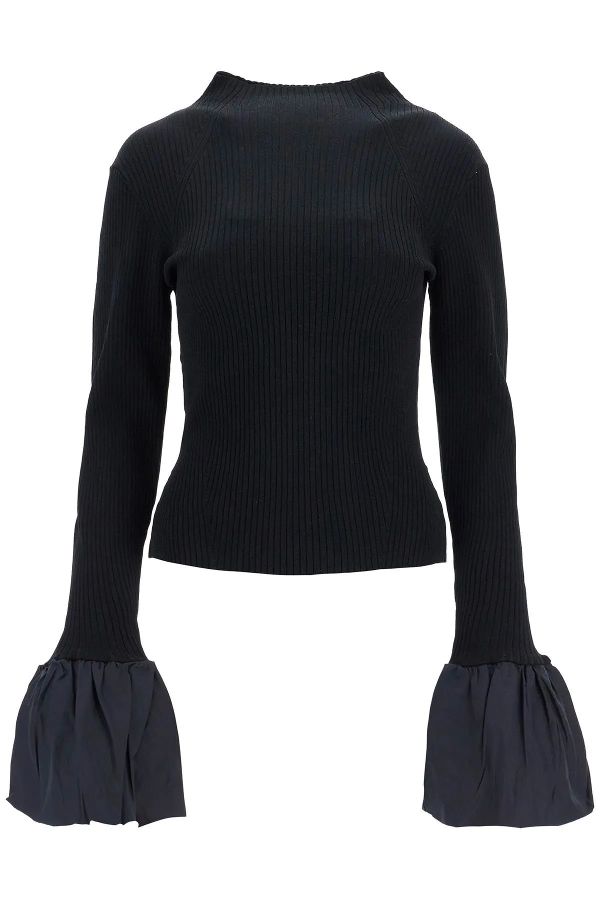 black high neck viscose top 113618100 BLACK