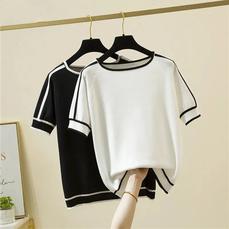 Breathable Knitted Summer Short Sleeve Tops