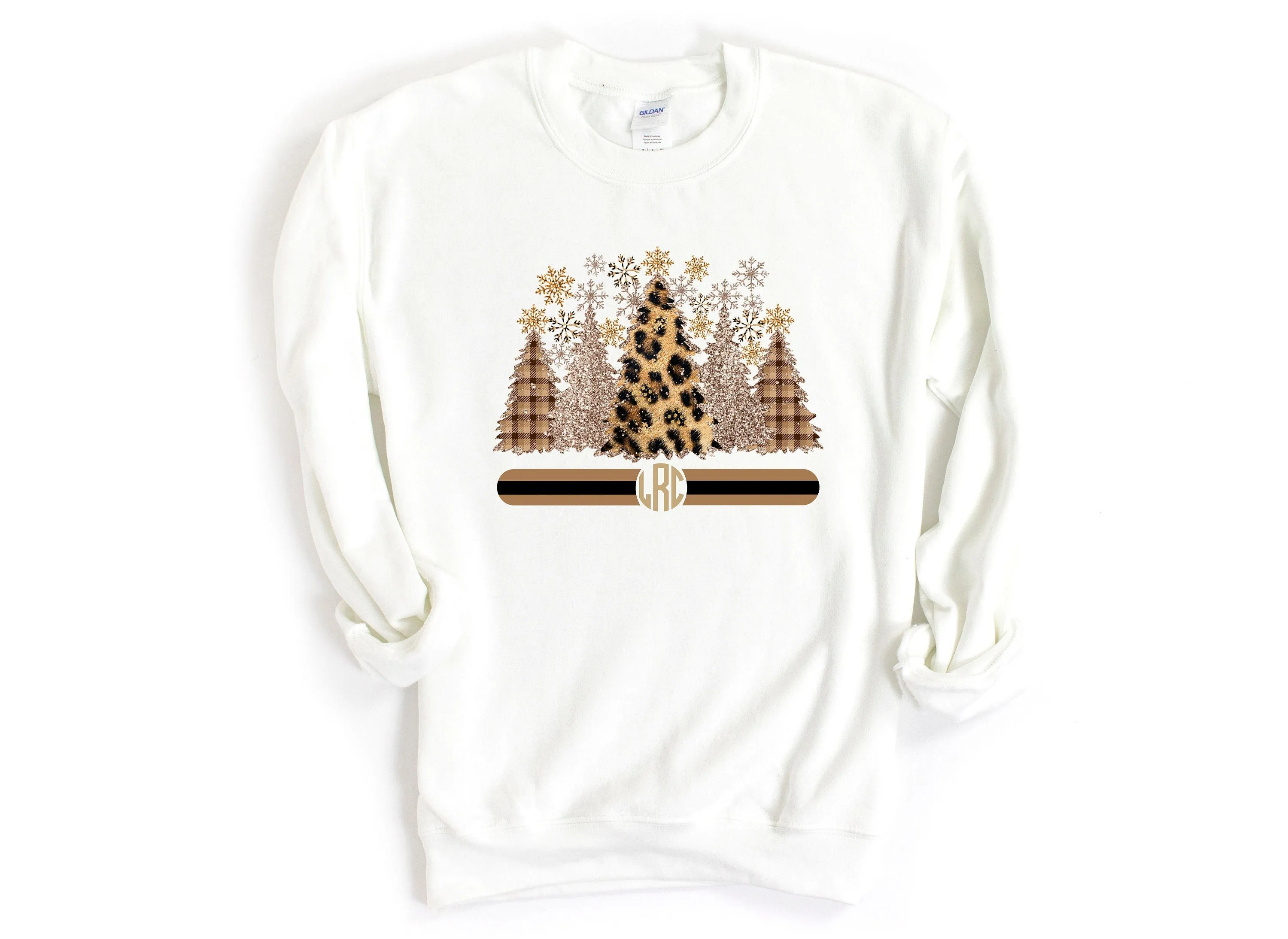 Cheetah Buffalo Plaid Monogram Christmas Sweatshirt