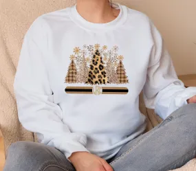 Cheetah Buffalo Plaid Monogram Christmas Sweatshirt