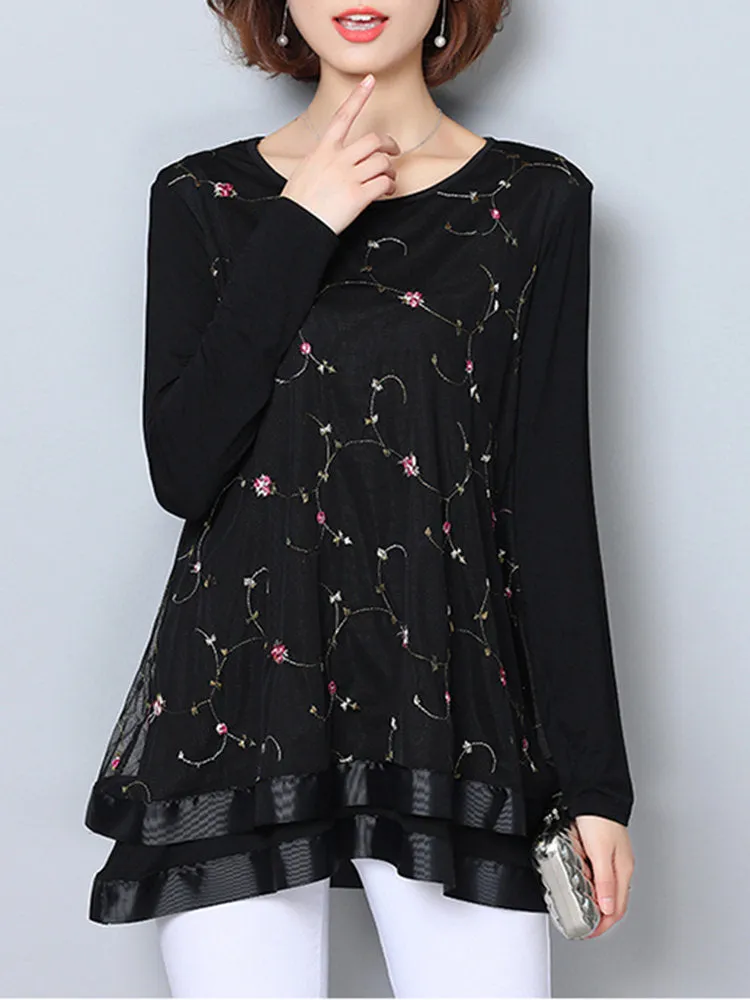 Chiffon Loose Patchwork T-Shirts