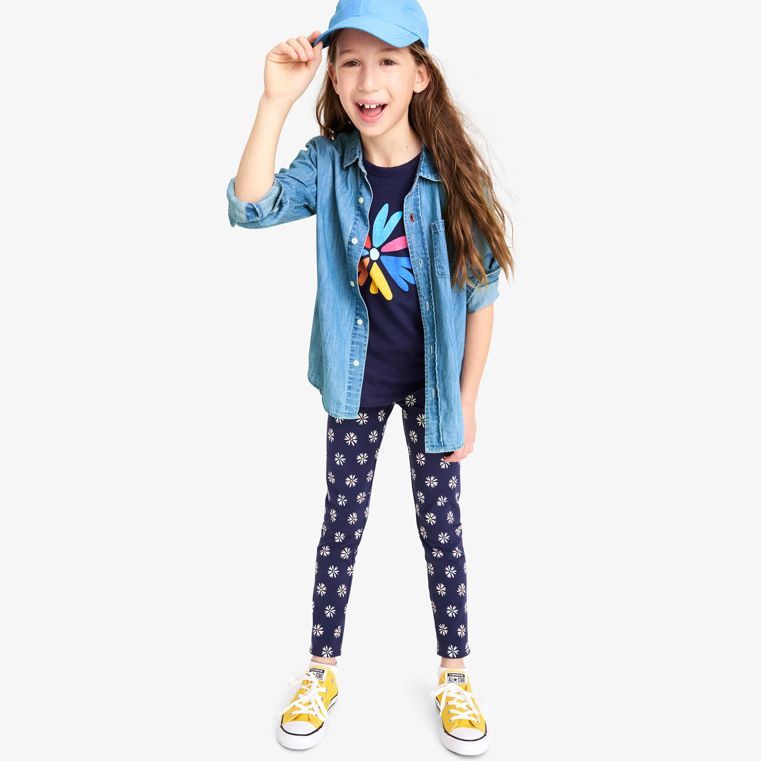 Clearance kids legging in rainbow blooms