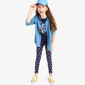 Clearance kids legging in rainbow blooms
