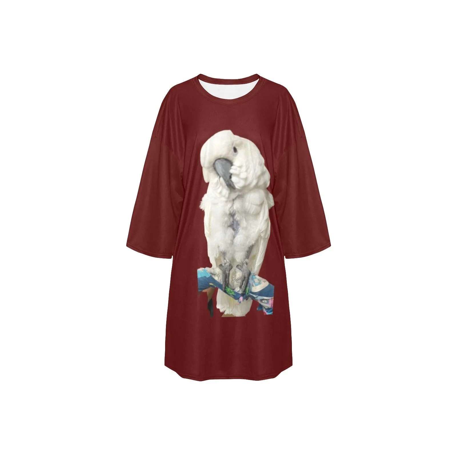 Cockatoo Oversized Sleep Shirt - Maroon