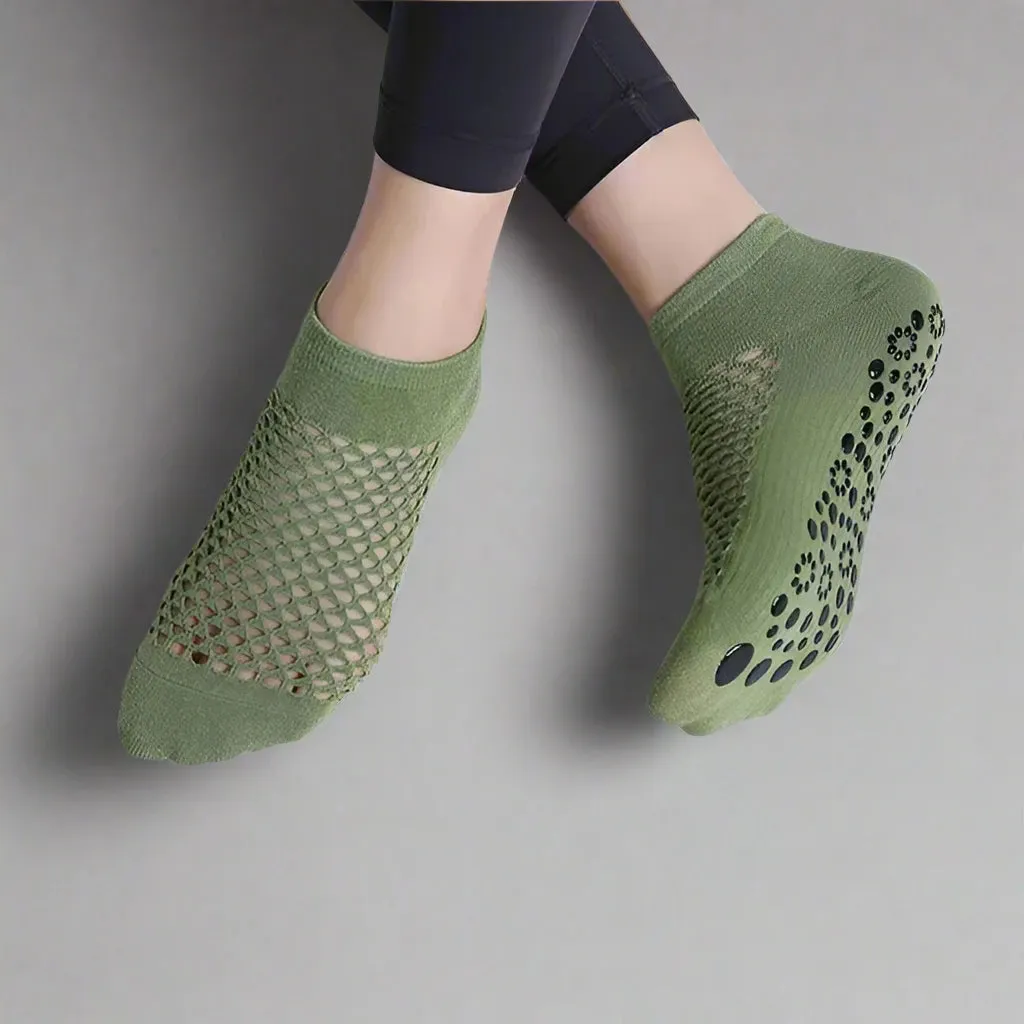 CrossHoles Breathable Cotton Yoga & Pilates Grip Socks