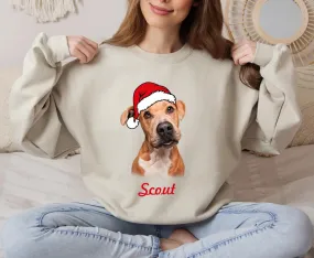 Custom Christmas Pet Sweatshirt, Custom Pet Photo Christmas Sweatshirt, Christmas Pet Sweatshirt, Custom Dog Shirt, Dog Mom Christmas Shirt