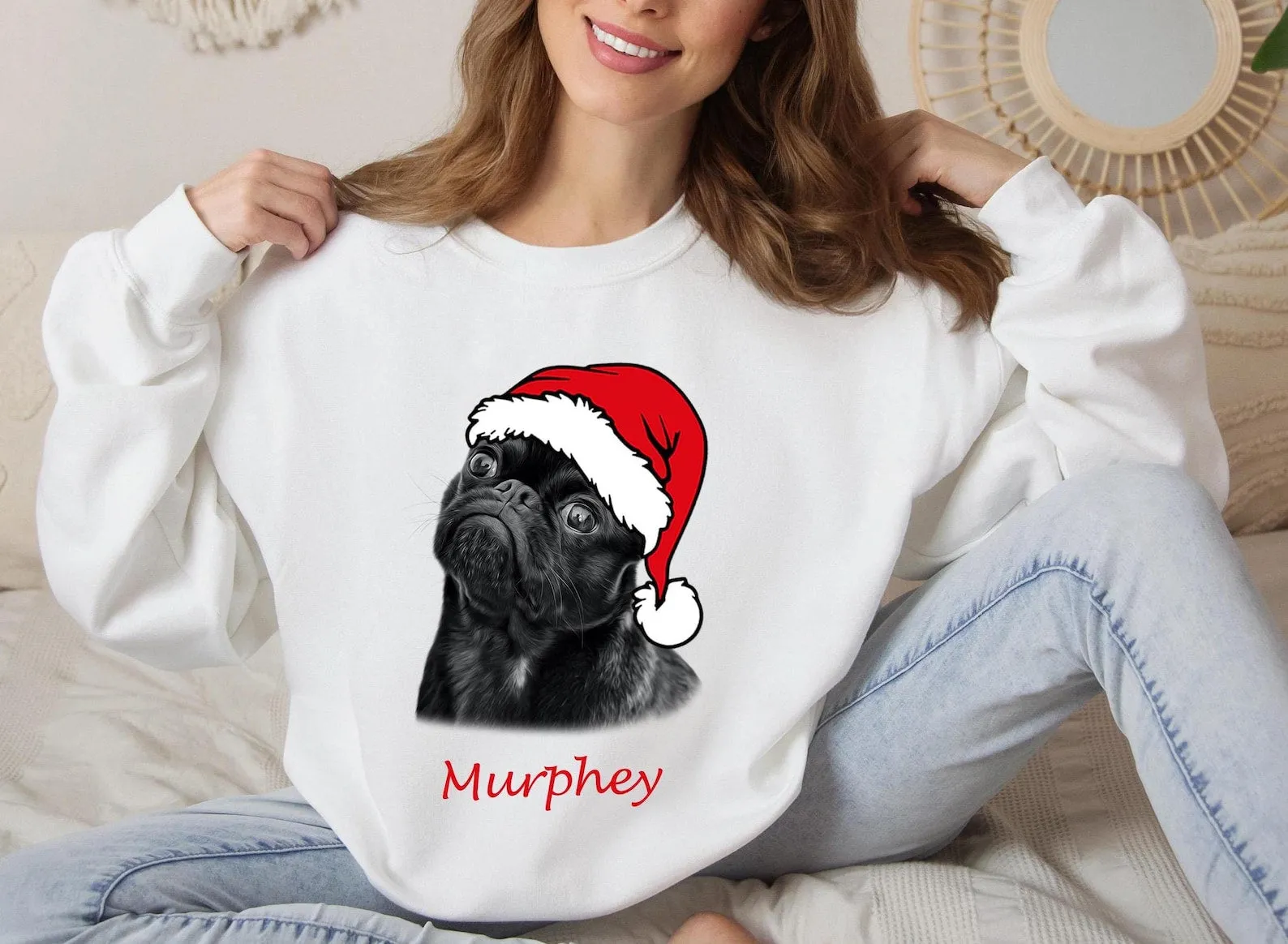 Custom Christmas Pet Sweatshirt, Custom Pet Photo Christmas Sweatshirt, Christmas Pet Sweatshirt, Custom Dog Shirt, Dog Mom Christmas Shirt