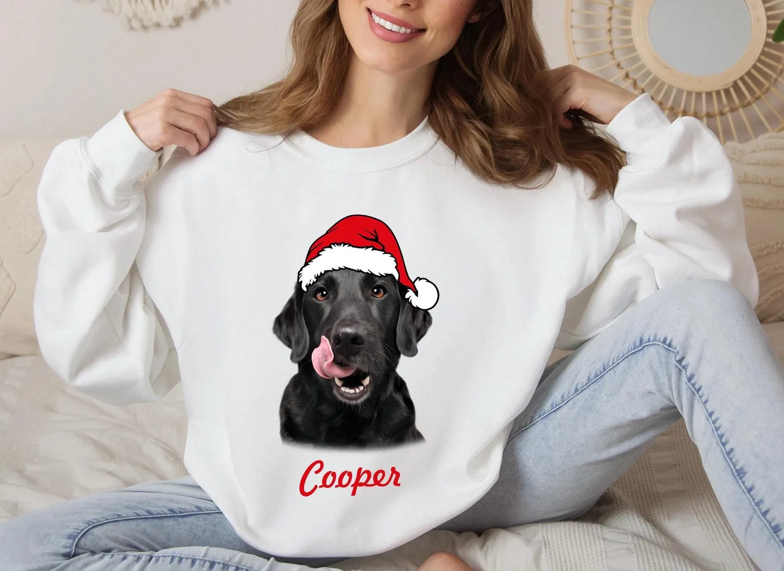 Custom Christmas Pet Sweatshirt, Custom Pet Photo Christmas Sweatshirt, Christmas Pet Sweatshirt, Custom Dog Shirt, Dog Mom Christmas Shirt