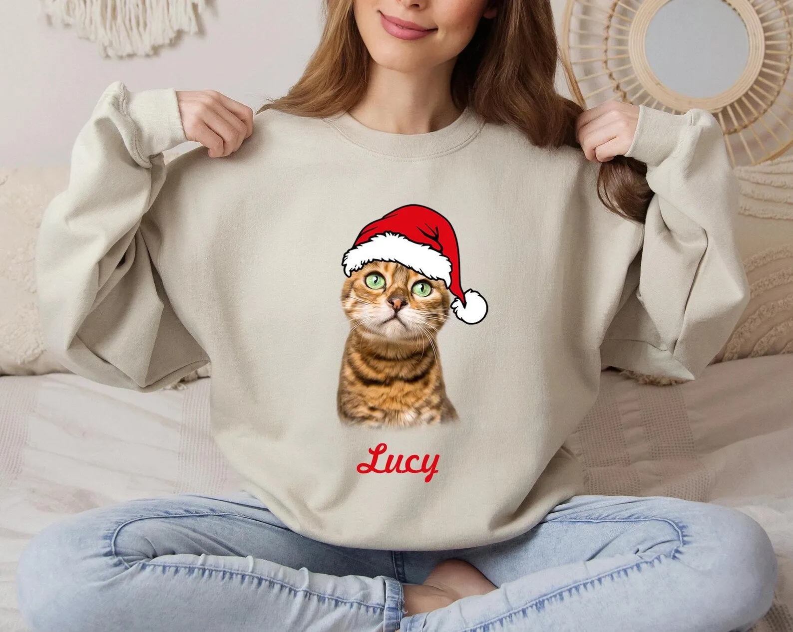 Custom Christmas Pet Sweatshirt, Custom Pet Photo Christmas Sweatshirt, Christmas Pet Sweatshirt, Custom Dog Shirt, Dog Mom Christmas Shirt