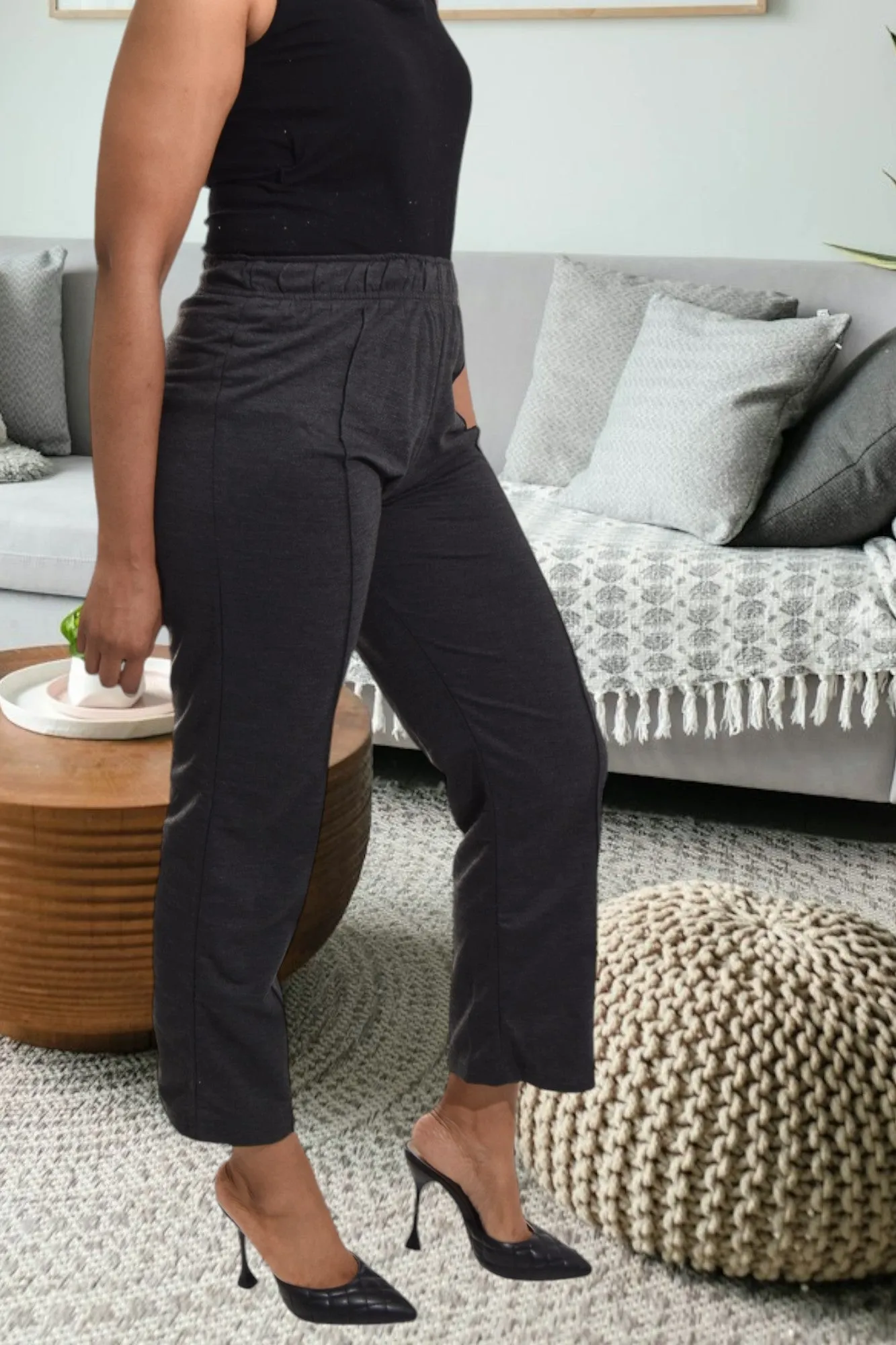 Dark Grey Waisted Pants