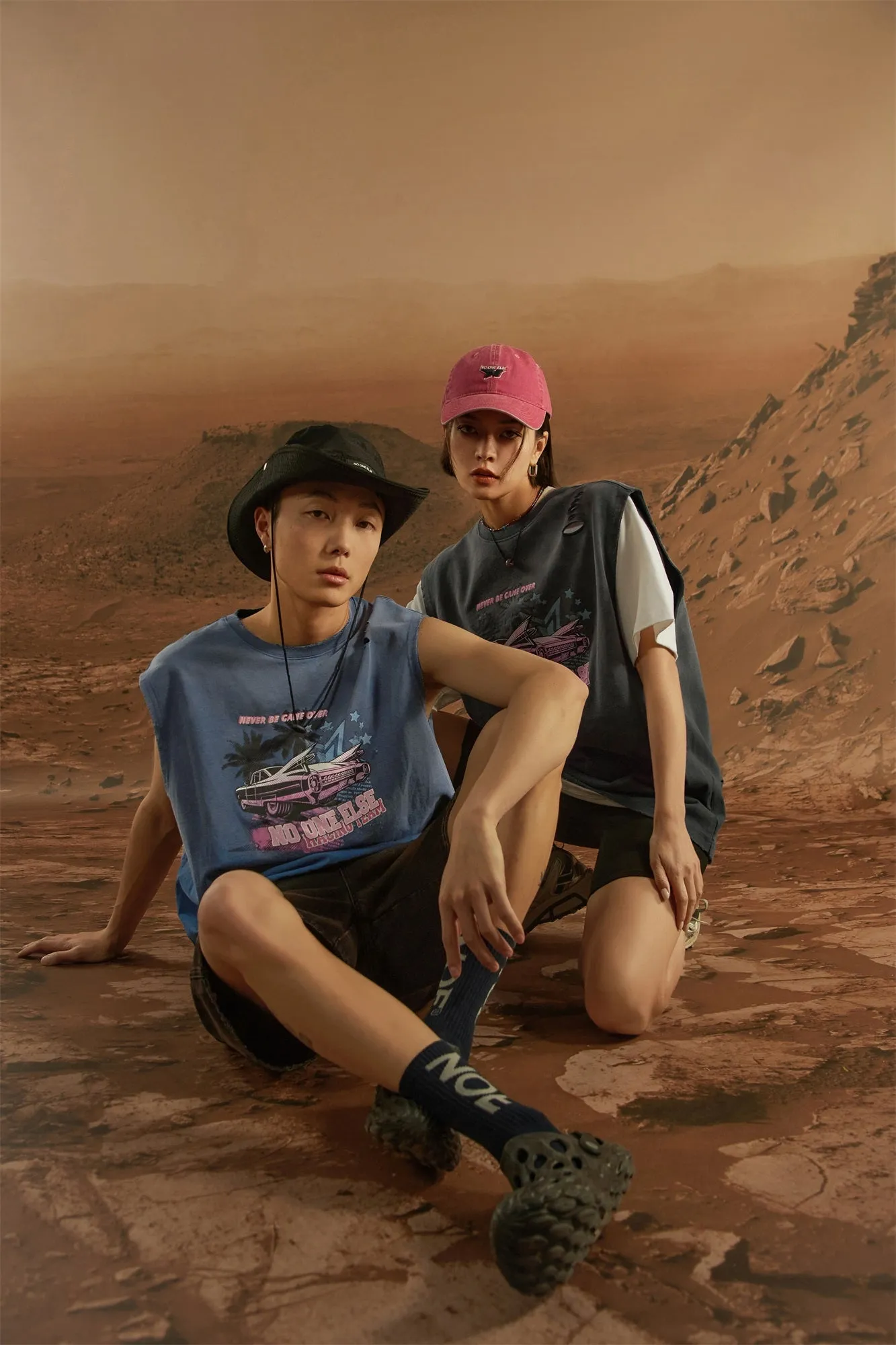 Distressed Printed Car Loose Fit T-Shirt