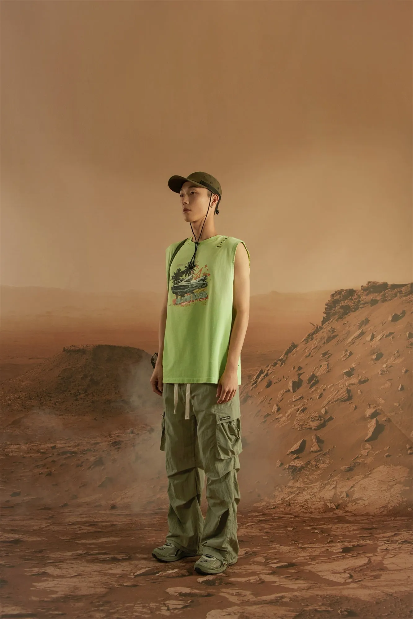 Distressed Printed Car Loose Fit T-Shirt