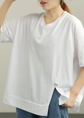 DIY White O-Neck Cotton Summer T Shirts