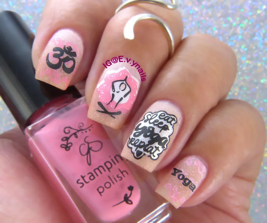 Eat, Sleep, Yoga, Repeat! (CjS-206) Steel Layered Nail Art Stamping Plate
