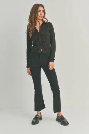FLARE CROPPED SLIM FIT DENIM JEANS