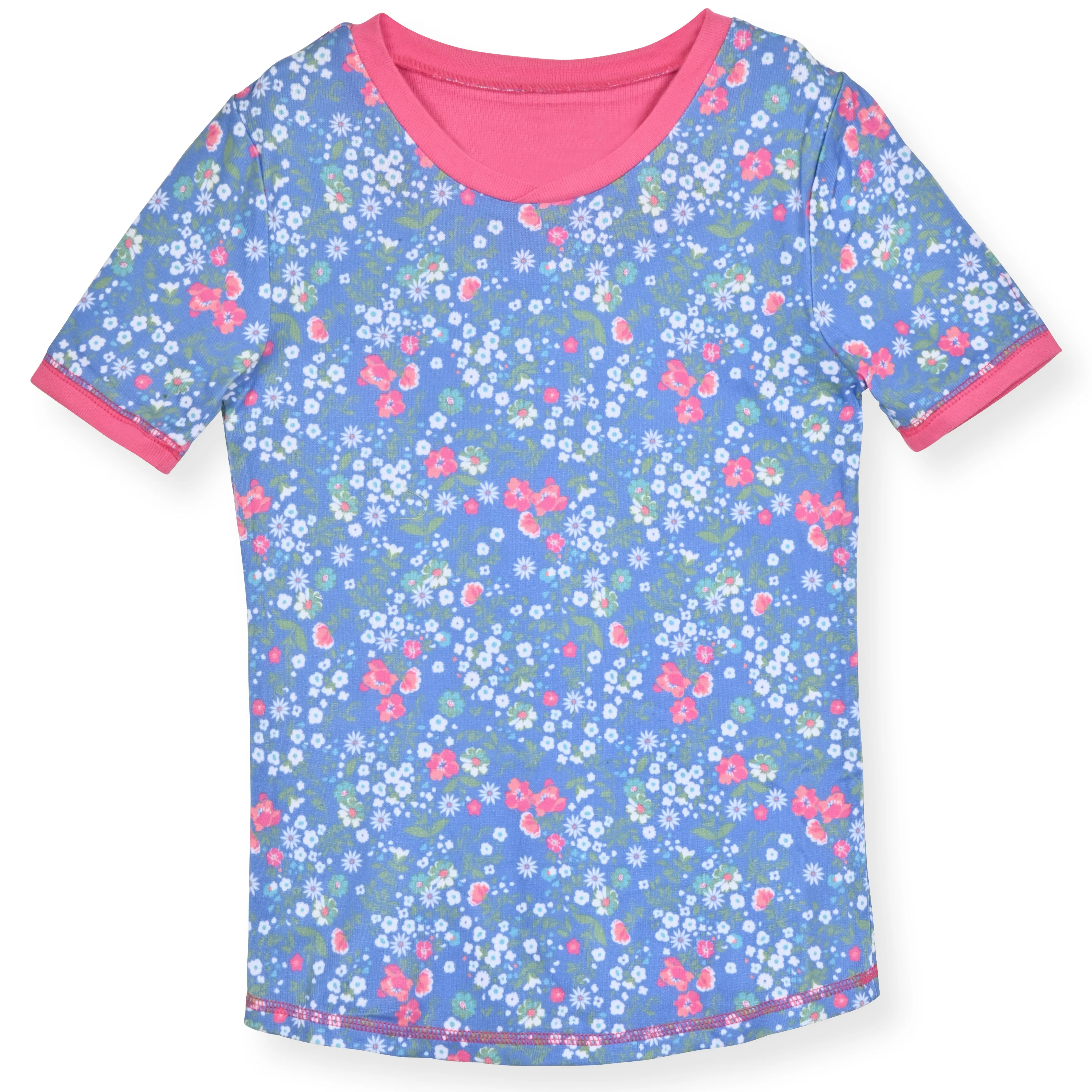 Girls 2-Piece Super Soft Jersey Snug Fit Pajama Set- Delicate Florals.