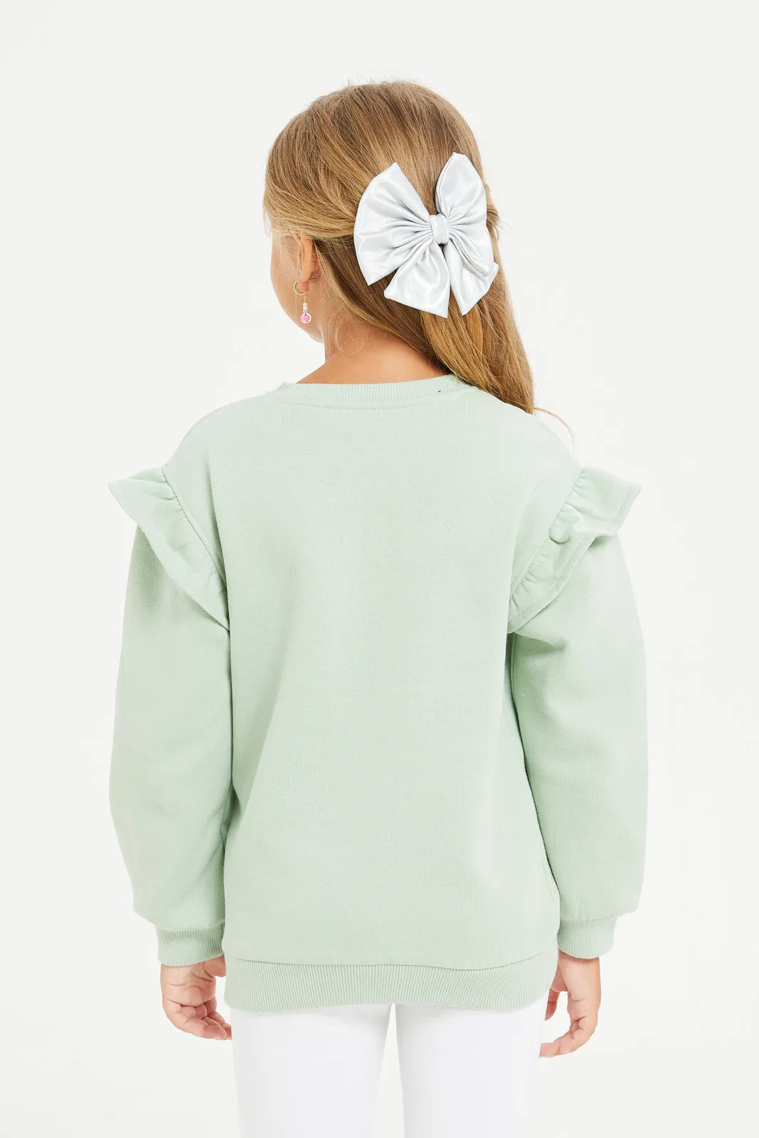 Girls Mint Printed Sweatshirt