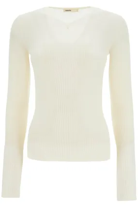 glaze color wool top with v-neck 9699511 GLAZE