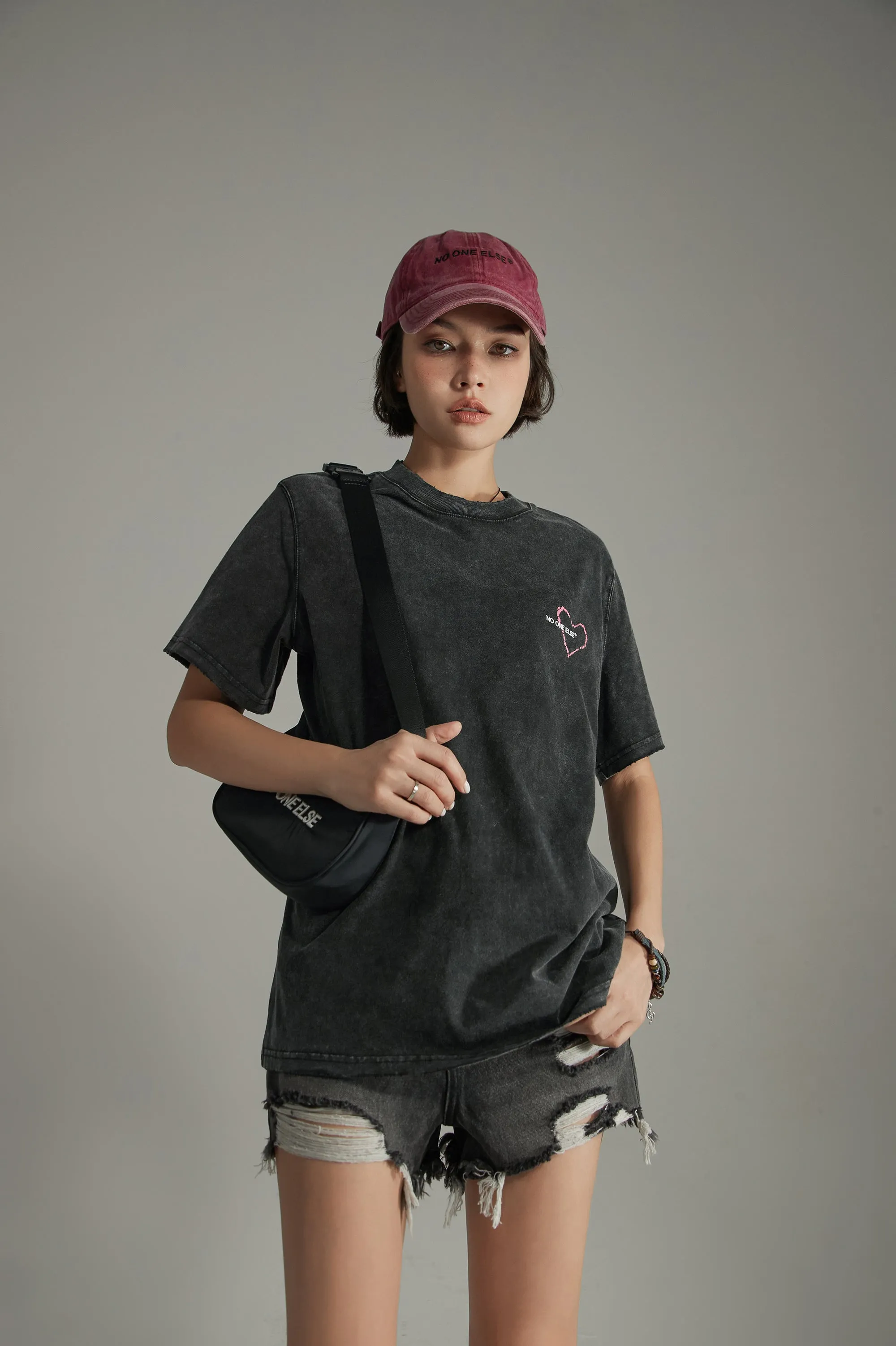 Heart Loose Fit Basic Short Sleeve T-Shirt